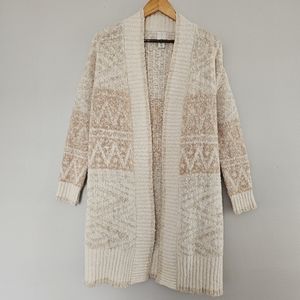 Joie open front chunky knit cardigan sweater duster oversized beige XS medium